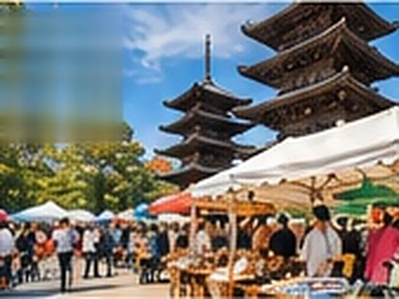 神社の境内に並ぶ縁日の露店