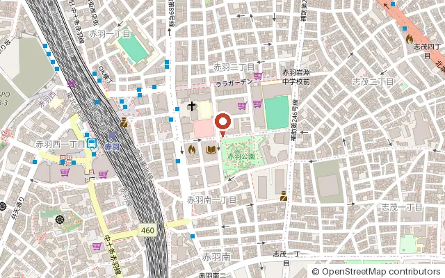 赤羽公園の周辺の地図（OpenStreetMap）