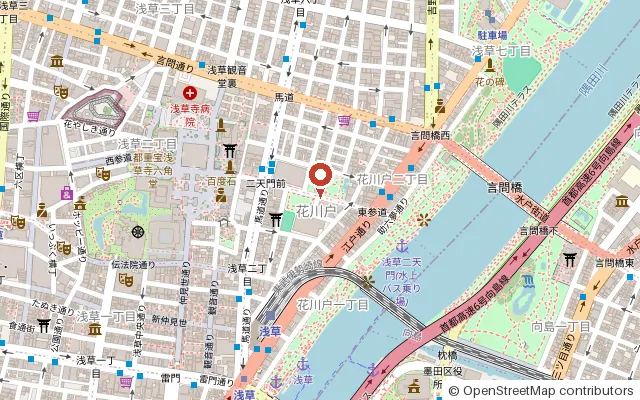 Map around Hanakawado Park (OpenStreetMap)