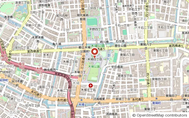 Map around Tokyo Metropolitan Kiba Park (OpenStreetMap)