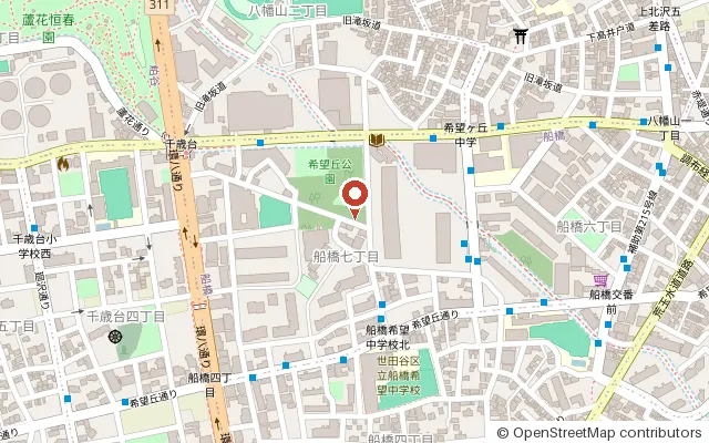 Map around Kibogaoka Park (OpenStreetMap)