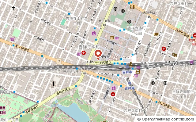 Map around Kichijoji Parco (OpenStreetMap)