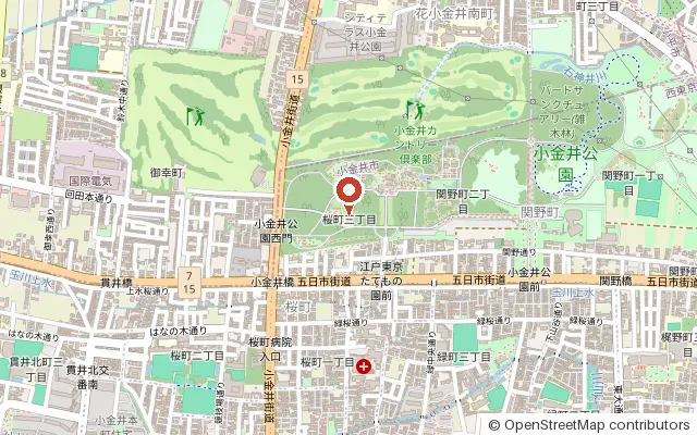 Map around Koganei Park (OpenStreetMap)