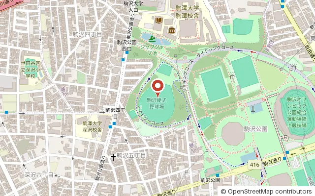 Map around Komazawa Olympic Park (OpenStreetMap)