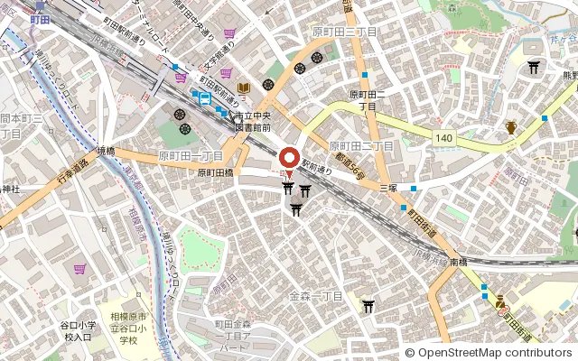 Map around Machida Tenmangu Shrine (OpenStreetMap)