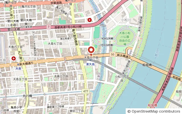 Map around Oshima Komatsugawa Park (OpenStreetMap)