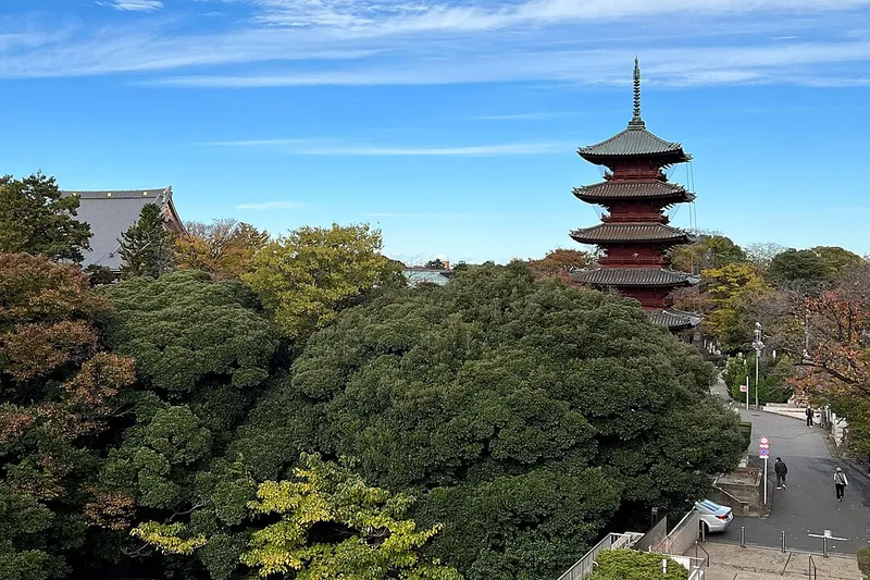 池上本門寺の五重塔と境内の木々。
